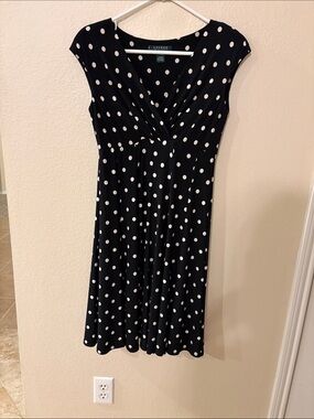 Lauren Ralph Lauren Black and White Polka Dot Midi Dress